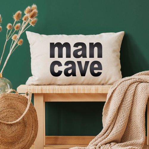 Man Cave black vinyl canvas cushion