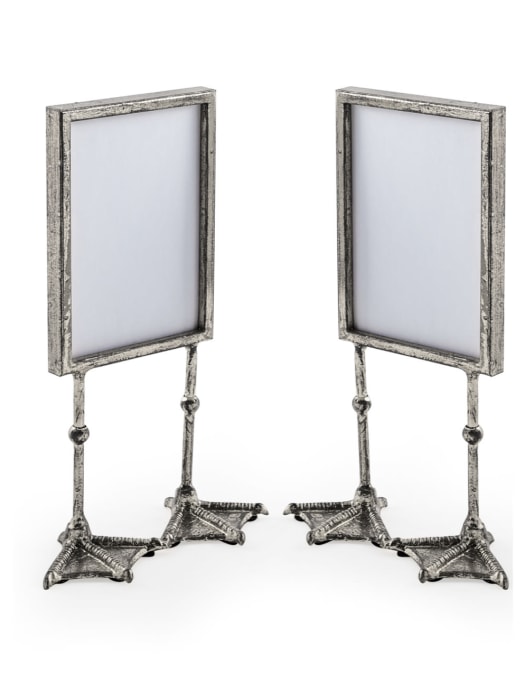 Pair of Antique Silver 5x7" Duck Feet Portrait Photo Frames