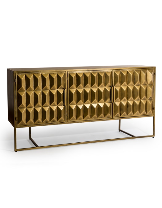 Industrial Gold "Fitzgerald" 3 Door Large Metal Sideboard
