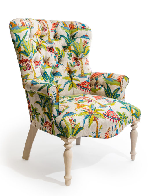 Exotic Monkey Parasol Button Back Occasional Chair - Hand Made in the UK