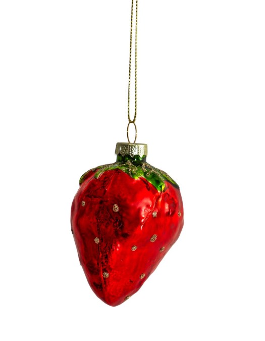 Strawberry Decorative Glass Hanging Ornament (to be bought in qtys of 12)