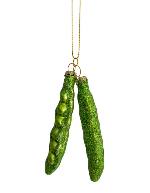 Green Beans Decorative Glass Hanging Ornament (to be bought in qtys of 12)