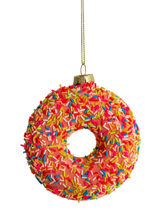 Pink Doughnut Decorative Glass Hanging Ornament (to be bought in qtys of 12)
