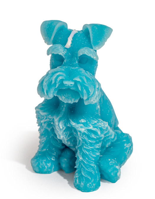 Light Blue Minature Schnauzer Candle
