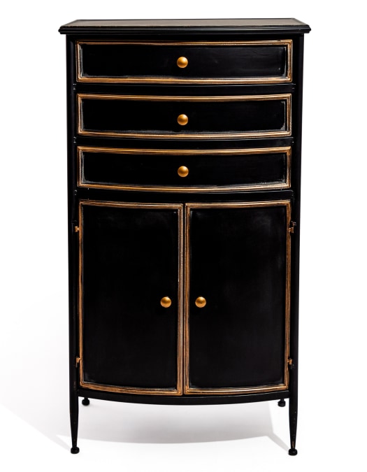 Black and Antique Gold "Orwell" Door & Drawer Side Cabinet