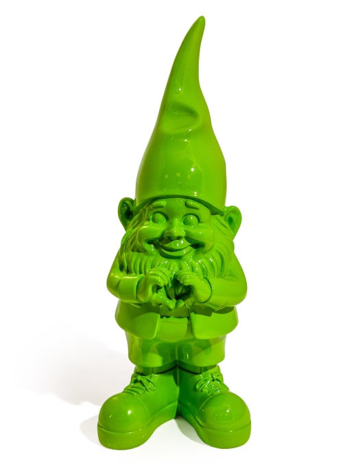 Medium Bright Green "Heart Hands" Gnome Figure