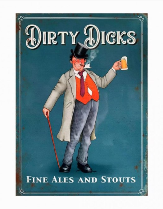 Large Retro Metal "Dirty Dicks" Wall Sign 50x70cm