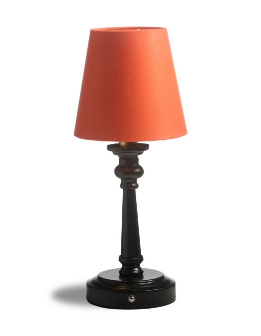 Matt Black & Brass Rechargeable Table Lamp w/ Orange Shade