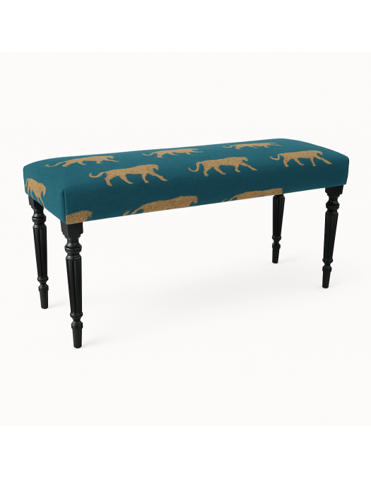 Gold Leopard on Teal Bench - Hand Made in the UK