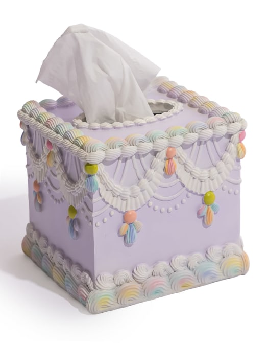 Decorative Piped Iced Cake Tissue Box Holder