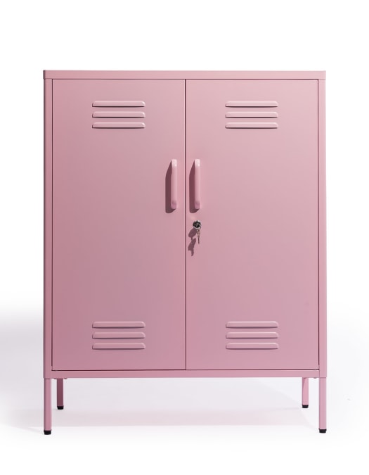 Medium Steel Metal Locker in Baby Pink