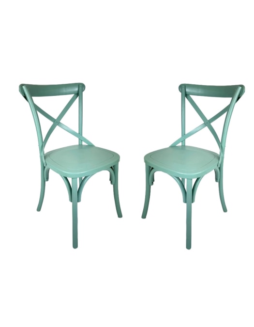 Pastel Mint Green Reclaimed Elm Cross-Back Dining Chair (MAIL ORDER BOXED)