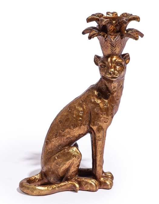 Sitting Leopard Candle Holder