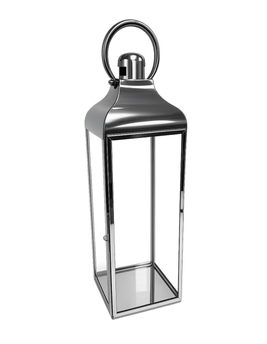 Extra Large Square Polished Steel & Glass Lantern