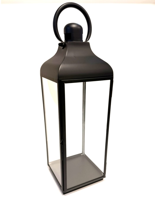 Extra Large Square Matt Black Steel & Glass Lantern