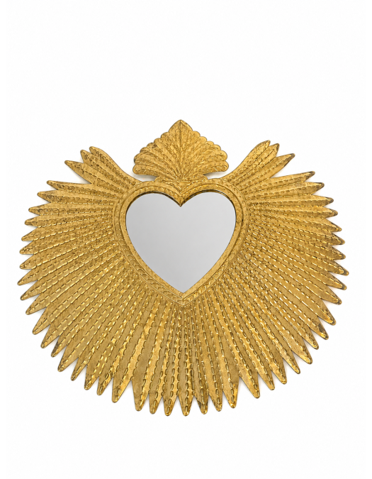 Gold "Heart Rays" Wall Mirror