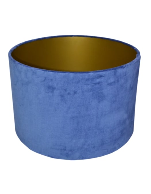 Light Royal Blue 40cm Velvet Cylinder Shade w/ Gold Inner Lining