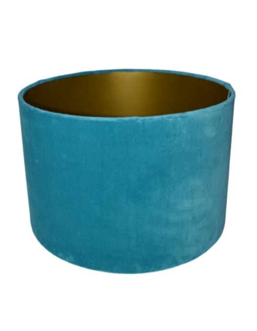 "Ocean" Velvet 40cm Cylinder Shade w/ Gold Inner Lining