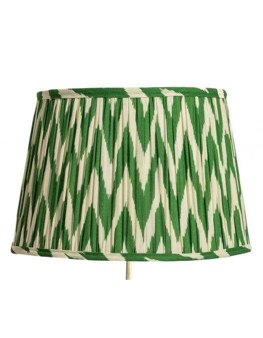 Green Zigzag Ikat Gathered / Pleated 40cm Lampshade