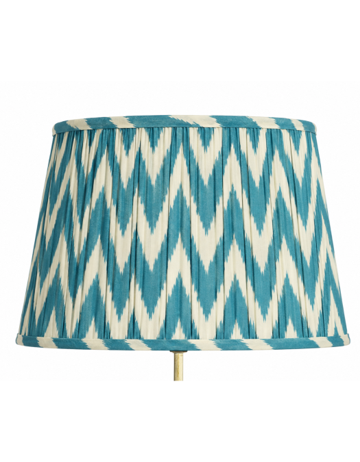 Blue Zigzag Ikat Gathered / Pleated 40cm Lampshade