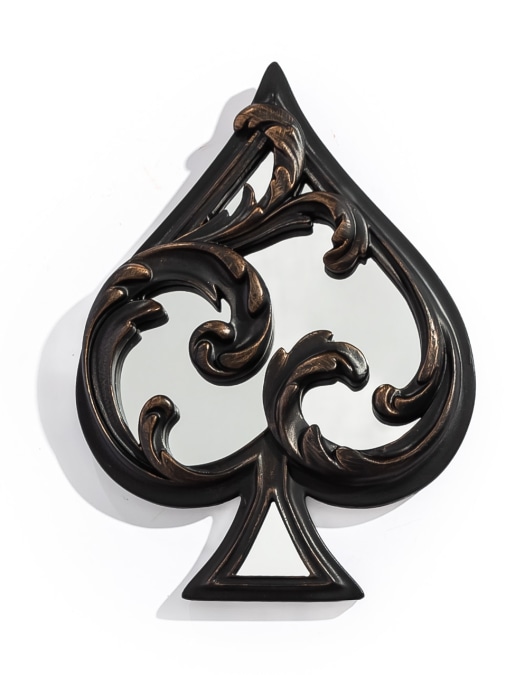 Antique Black "Spade" Mirrored Wall Ornament