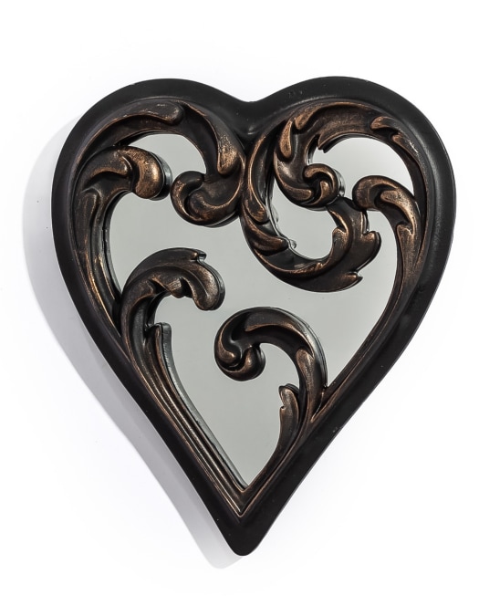 Antique Black "Heart" Mirrored Wall Ornament
