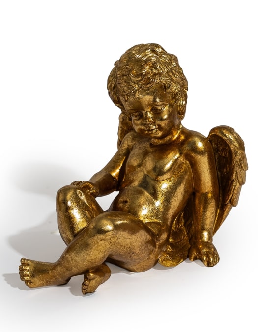 Antique Gold Winged Cherub Figure