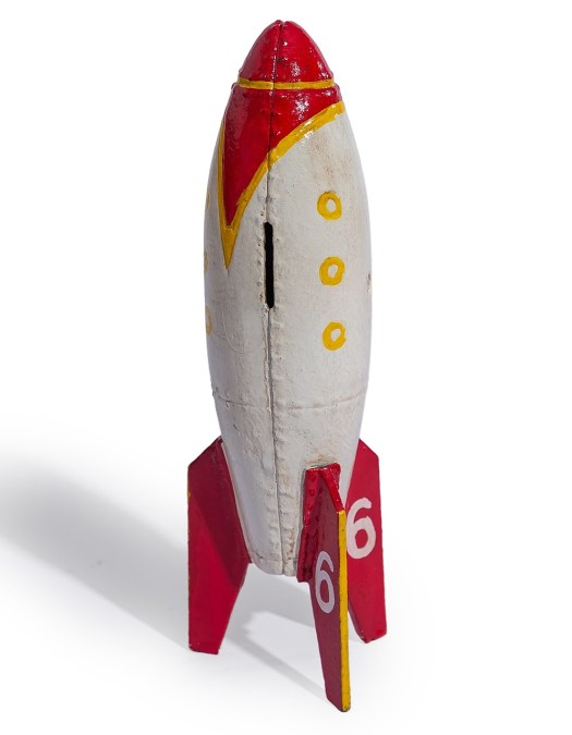 Cast Iron Rocket Ship Coin Bank