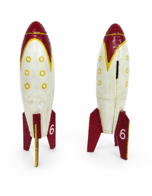 Cast Iron Rocket Ship Coin Bank