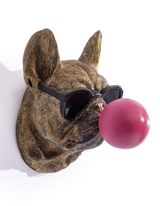Gold Pug Dog Bubblegum Wall Head
