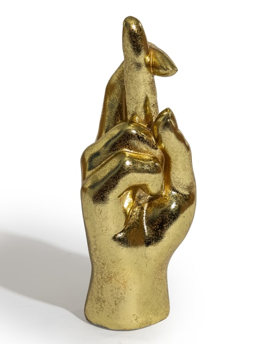 Gold "Fingers Crossed" Hand Figure