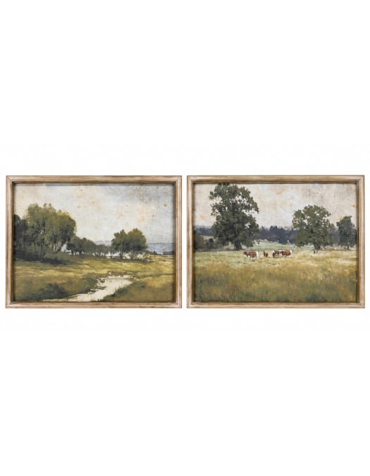 Set of 2 Country Landscape Framed Prints w/ Glass (min order 2 sets)