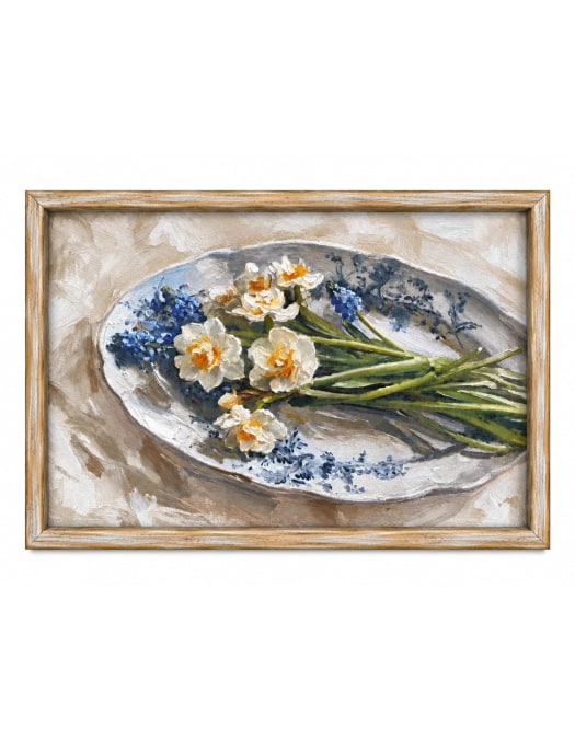 Farmhouse "Spring Daffodils" Still Life Framed Print w/ Glass