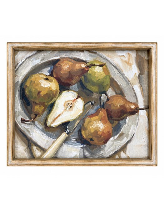 Farmhouse "Pear Bowl" Still Life Framed Print w/ Glass