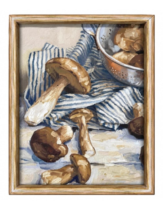 Farmhouse "Mushroom Scatter" Still Life Framed Print w/ Glass