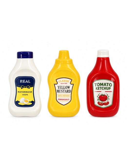 Set of 3 Condiments Ceramic Spoon Holders 