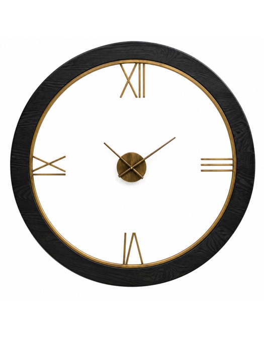 XL Savoy Black & Gold Wood-Framed Wall Clock