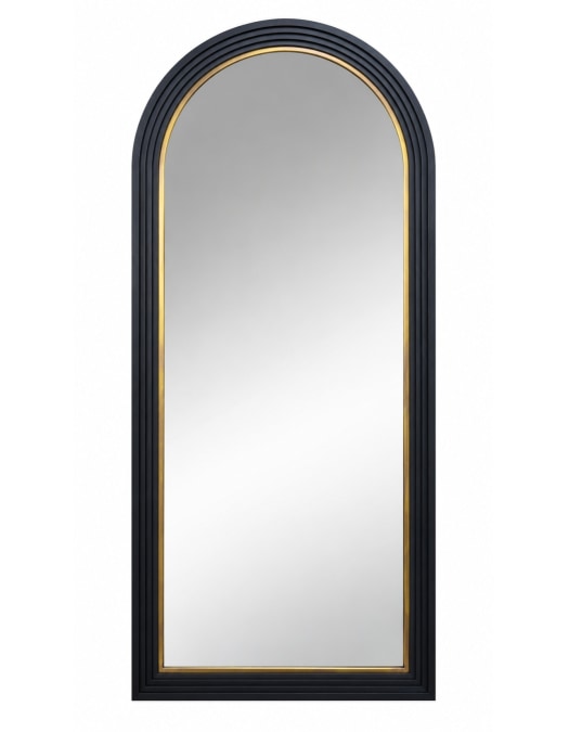 Extra Large Savoy Black & Gold Metal Step-Framed Arch Wall Mirror