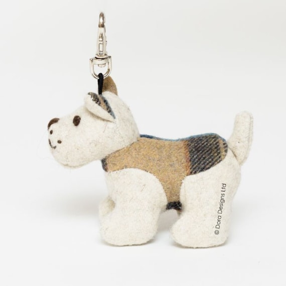 Plaid Calum Cairn Terrier Fabric Keyring by Dora Designs