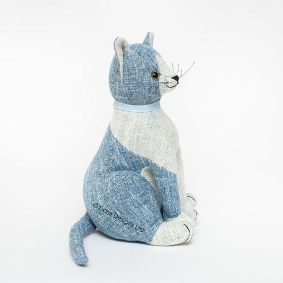 Blue Tabby Cat Doorstop by Dora Designs