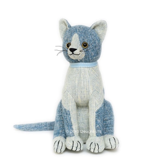 Blue Tabby Cat Doorstop By Dora Designs