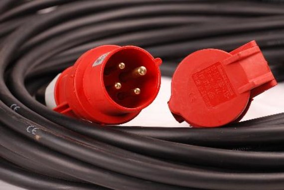 StageCable 16A 415V Motor Cable+Red 4pin Plug & Socket - 10m
