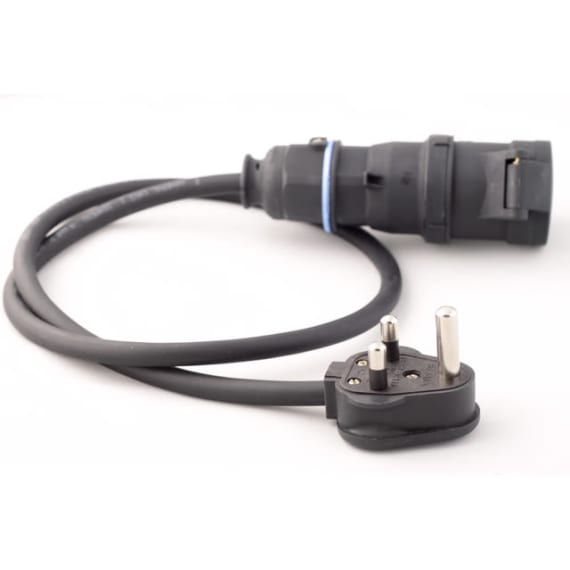 StageCable 15A Plug to 16A 240V Black Socket Cable 1.5mm - 1m