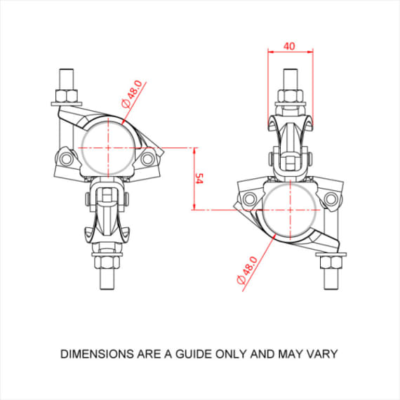 Doughty T24900 48mm Right Angled Double Coupler Dimensions Stage Electrics