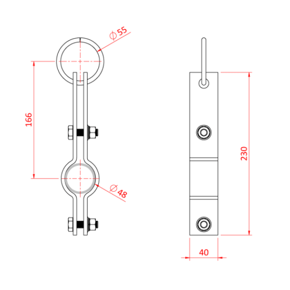 Doughty T32000 Pipe Hanging Clamp with Ring Zinc Dimension 48mm Stage Electrics