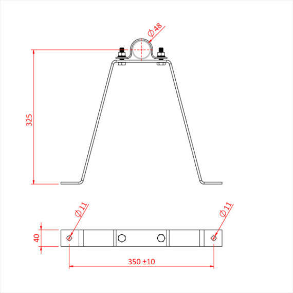 Doughty T33300 48mm Pipe to Wall Bracket Large Zinc Dimensions Stage Electrics