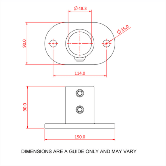 Doughty T13200 Pipeclamp Railing Base End Flange Dimension Stage Electrics