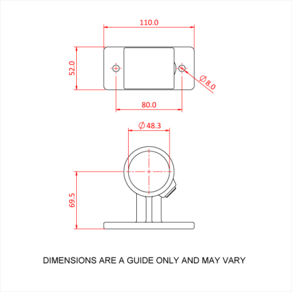 Doughty T14300 Pipeclamp Side Handrail Bracket 48mm Dimension Stage Electrics