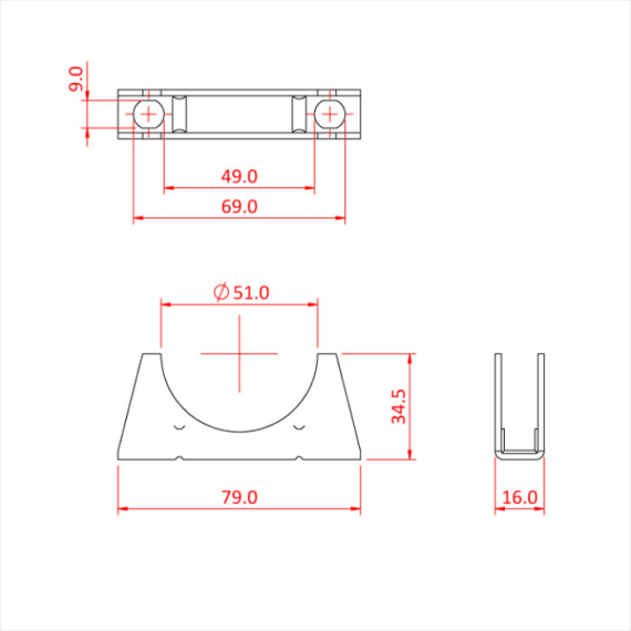 Doughty T56600 U Bolt 48mm Tube Silver Stage Electrics
