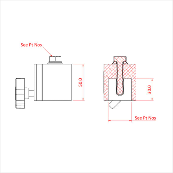 Doughty T50812 Stand Top Adaptor 32mm M12 Thread Dimension Stage Electrics